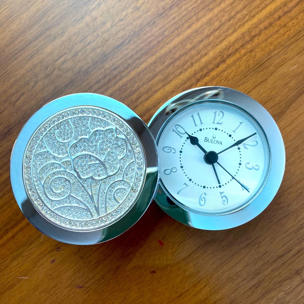 BULOVA floral crystal alarm clock